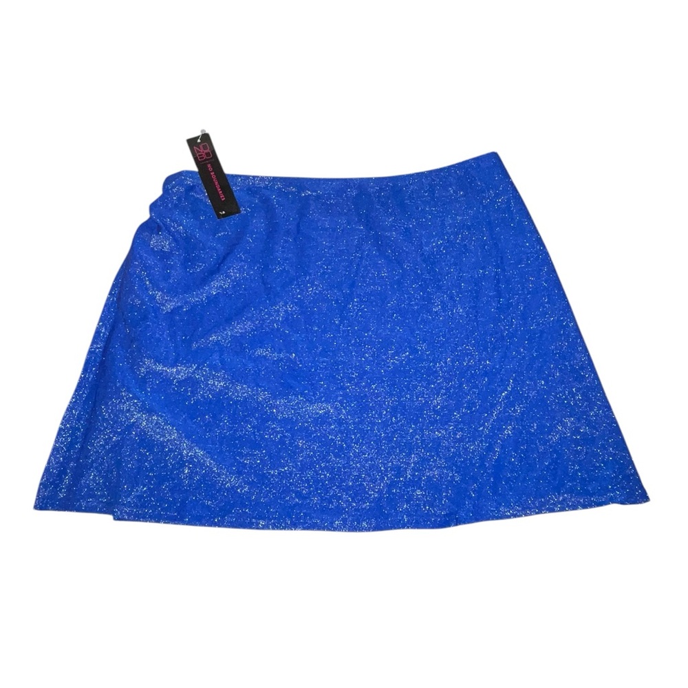 BNWT No Boundaries Juniors Blue Mini Wrap Coverup Skirt Tie Front Multiple Sizes - Picture 2 of 8